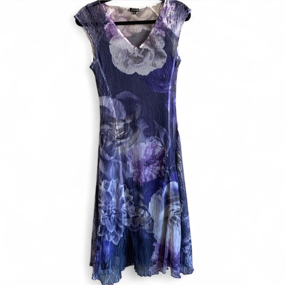 Komarov Blue and Purple Floral Dress! Size Medium! - Picture 2 of 8